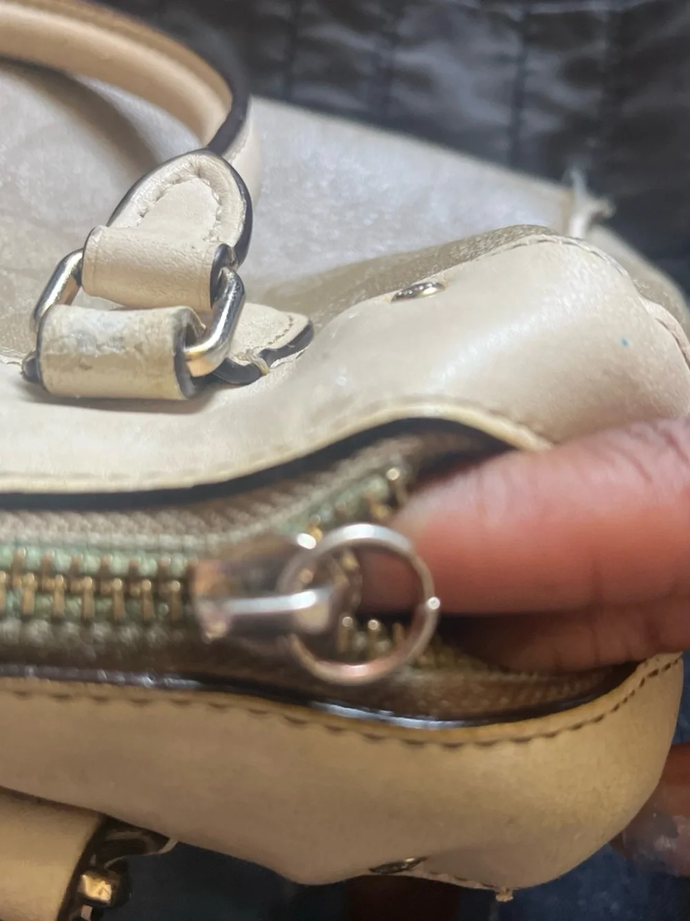 Coach Metallic Cream Signature Satchel